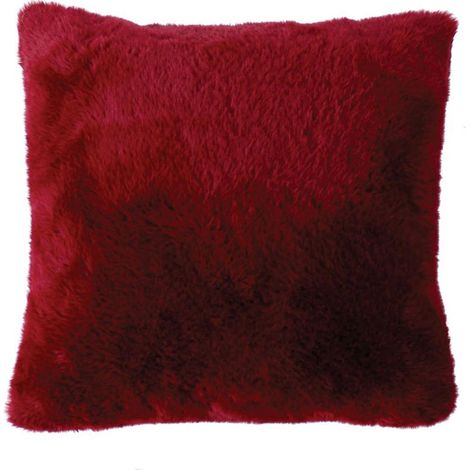 Coussin Déco Imitation Fourrure "Rabbit Pop" 40x40cm Grenat