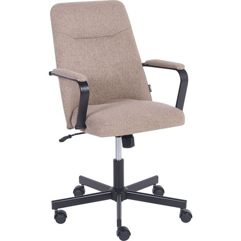 Office Chair Light Brown Fabric Swivel Adjustable Height with Armrests Home Office Study Traditional Modern CAROGA (1/5)