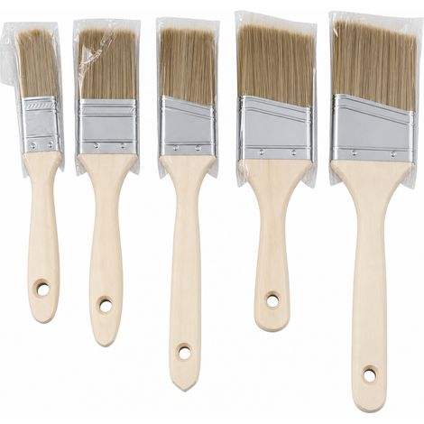 Pinceaux Biseautés 5 Pièces en Bois pour Peinture Marron (1/5)