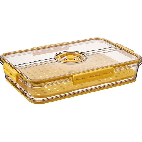 Contenant De Rangement Pour Légumes Et Fruits - Avec Minuterie De Fraîcheur Et Bac À Égouttage - Transparent Empilable - PET Alimentaire - 3 Tailles (1/5)