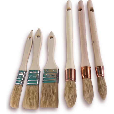 Lot Pinceaux de pouce à rechampir Brosse ronde soie blanche - Quantité x 1 - Lot 6 pinceaux divers