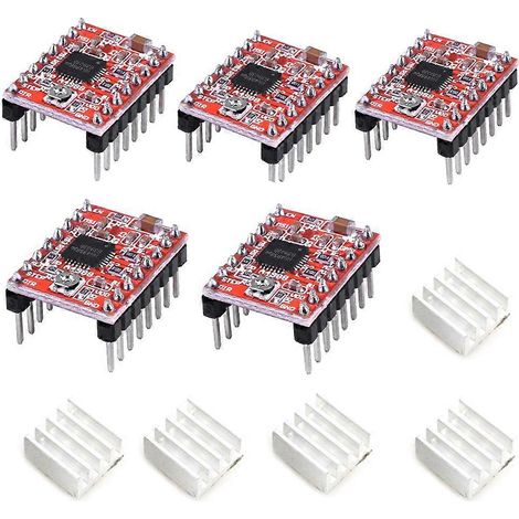 Lot de 5 modules de commande de moteur pas à pas A4988 avec dissipateur thermique pour imprimante 3D Reprap. (1/5)
