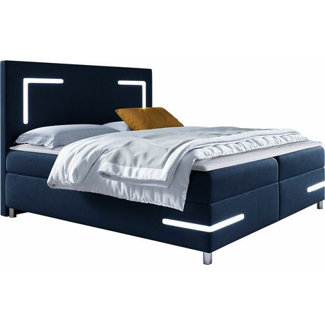 Lit boxspring Vallis, Fresh 11, Continental, Double, 140x200, Tissu, Disponible, 140x212x120cm, LED: Disponible (1/5)