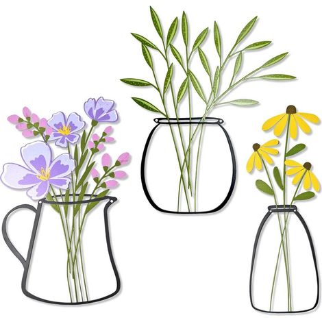 3 Pcs Fleurs métalliques décoration Murale Fleurs métalliques Art Mural décoration - Ferme Rustique décoration pour Salon Salle de Bains Chambre Salle à Manger - Cadeaux de Pendaison de crémaillère (1/5)