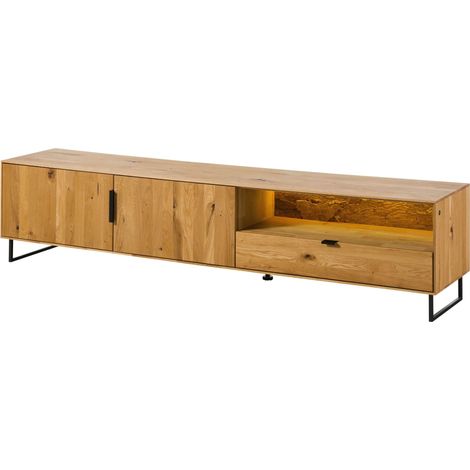 Lowboard Wildeiche mit Holztür 220x43x51 natur geölt LINDAU 26