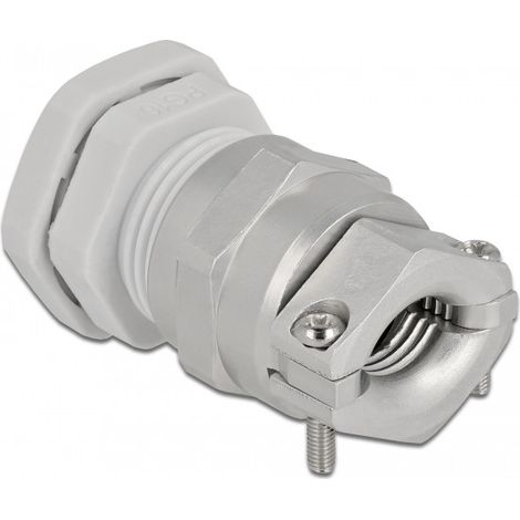 DELOCK PRESSE-ÉTOUPE PG16 AVEC DÉCHARGE DE TRACTION ET PROTECTION ANTI-COURBURE - GRIS 60358