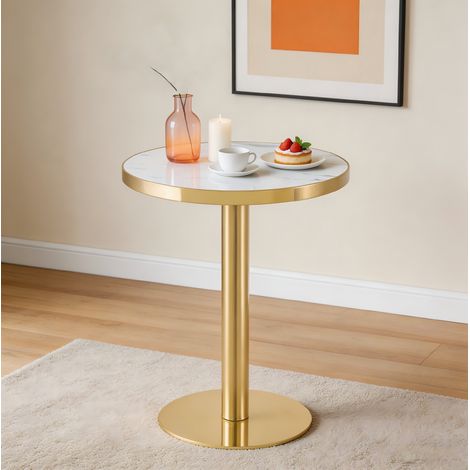Tavolo rotondo da salotto effetto marmo oro OKMYHOME (1/5)