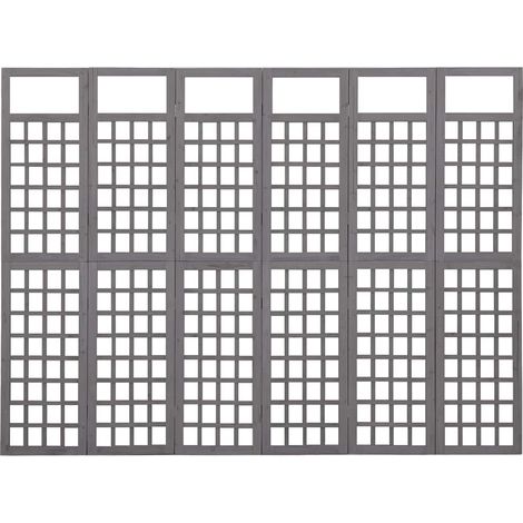 Paravent Cloison de séparation à 6 panneaux, Pour Jardin, Balcon, Terrasse Bois de pin Gris 242,5x180cm OIB1642E (1/5)