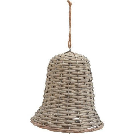 The Noel Collection Extra Large Bell Decoration - Wicker - L12 x W12 x H20 cm - Brown
