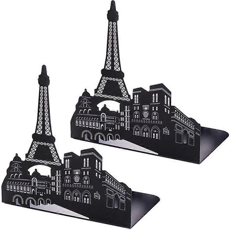 paire de serre-livres de bureau en métal, robustes et extensibles, en fer forgé, avec support à livres créatif et structure creuse - Tour (Bl-16X16.8 cm-Black