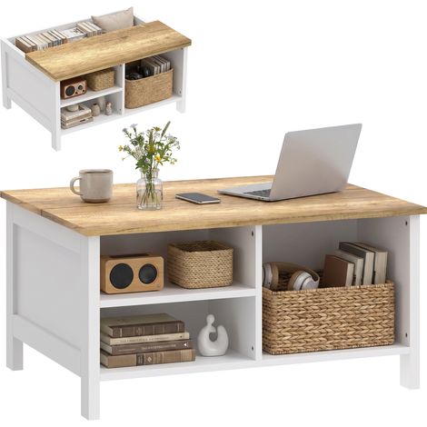 Coffre de rangement avec couvercle amovible, 80 x 60 x 40 cm, effet bois naturel (1/5)