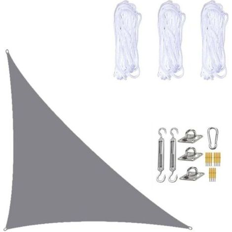 Pair Wasserdichtes Sonnensegel 3×4×5 Meter, rechtwinkliges Dreieck, Sonnenschutzgewebe mit Befestigungsmaterial für Garten, Terrasse und Pflanzen, Grau