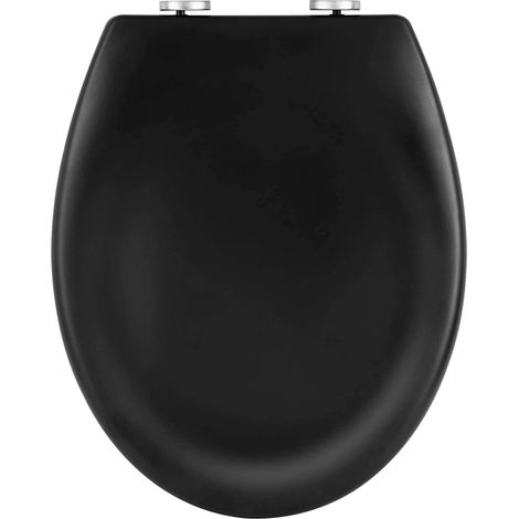 Premium Toilettendeckel, WC Sitz mit Absenkautomatik Oval,Klodeckel Softclose,Quick-Release,einfache Montage,Antibakteriell, 2 Montage Optionen Klobrille,Toilettensitz Duroplast, Matt-schwarz (1/5)