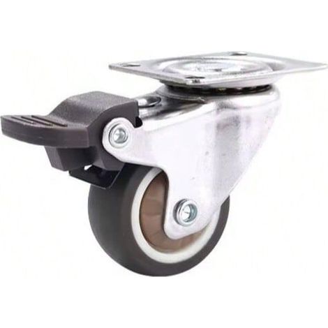 Roulettes Pivotantes 25mm avec 4 Frein, Jusqu'à 15KG Roulette Charge Lourde avec Double Blocage, Polyéthylène Roulettes pour Tous Les Sols, Meuble, Étagères, Coffres à Jouets, lot de 4 (1/2)