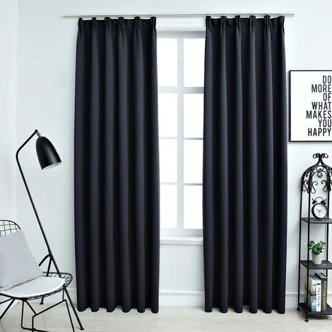 vidaXL Cortinas opacas con ganchos 2 unidades gris antracita 140x175cm (1/5)