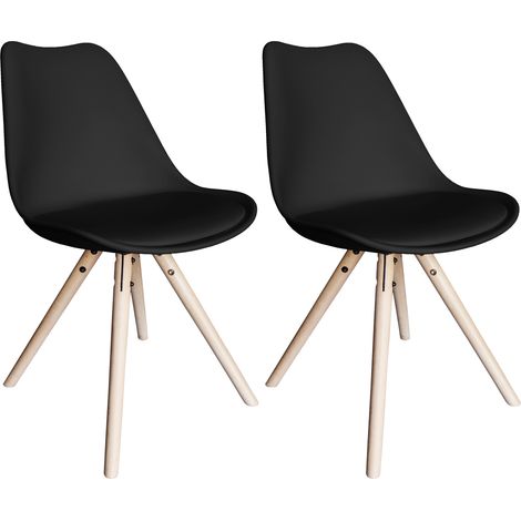 MOG Casa - 2 Sillas de comedor con piernas de madera y asiento estéril con piel sintética Blanco (1/5)