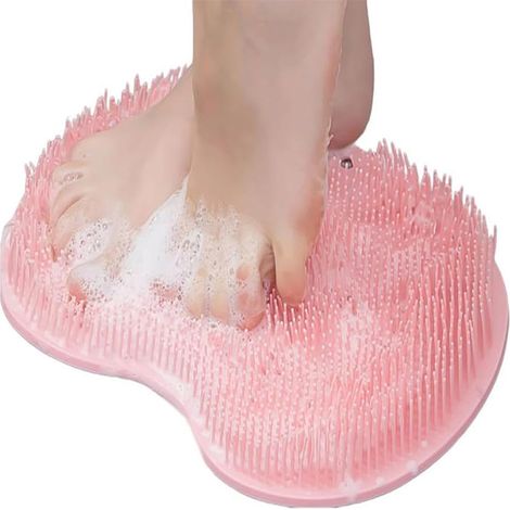Tapis de douche antidérapant pour les pieds, coussin de massage pour la plante des pieds, tapis de douche unisexe (rose) (1/5)