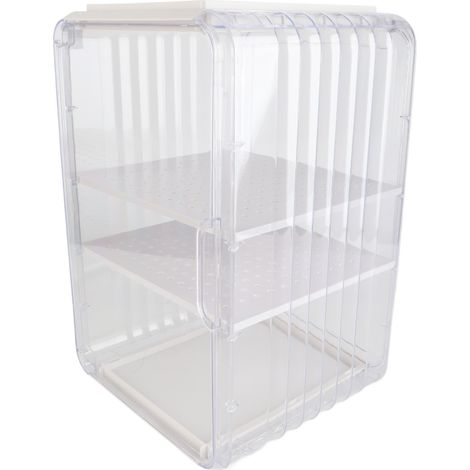 Flaschenregal aus Acryl, robuster Aufbewahrungsorganizer, staubdicht, leicht zu reinigen, für Büro oder Schrank, groß, 3 Ebenen, weiß (1/3)