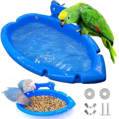 2 pcs Bol de baignoire pour oiseaux, boîte de bain pour cage à oiseaux, accessoire de douche pour cockatiel, perruche, perroquet et petits oiseaux (1/5)
