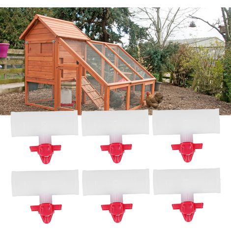 Bebedero para pollos con pieza en T, juego de 20 unidades, fabricado en PP y acero inoxidable G3/4, para pollos, codornices y palomas. (1/5)