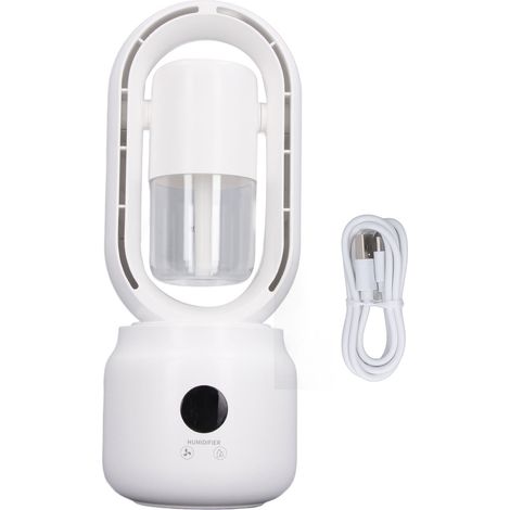Ortviai Ventilateur sans pale de bureau avec humidificateur, 3 vitesses, batterie 4000 mAh, silencieux et refroidissement rapide (1/5)