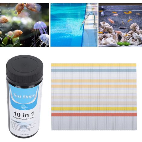 Bandelettes de test d'eau 10 en 1 - 100 pièces pour analyse rapide et précise du pH et de la qualité de l'eau en piscine, spa ou aquarium (1/5)