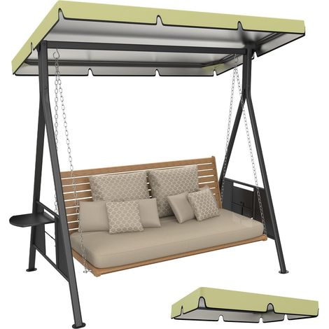 1-Pack Housse De Remplacement pour Balançoire, 4.5x3.8x0.6 Pouce 600D Oxford Épais Housse De Balançoire Tissu Imperméable pour Jardin Extérieur/Cour/Parc/Véranda/Terrasse [Beige] (1/5)