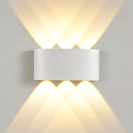 Waterproof LED Wall Light for Indoor / Outdoor Bedroom Up Down Light Aluminium 6 x 120° Beam Angle Living Room Kitchen Stairs (Warm White) (1/5)