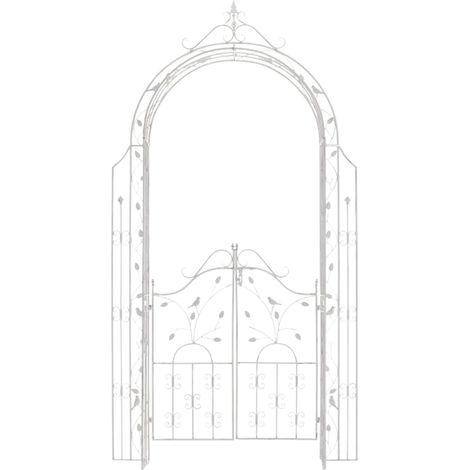 Arco de Flores para Jardín con Puerta Grenada Blanco antiguo