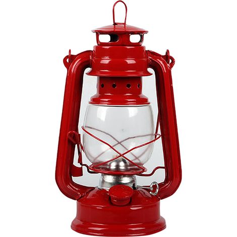 Ornement de lampe à pétrole en fer de style rétro, rouge, convenant à une chambre ou une table de chevet (1/5)