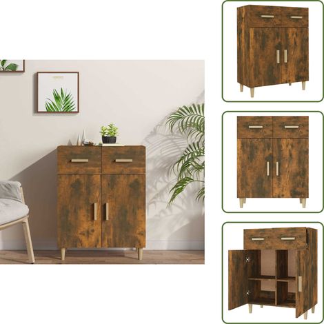 Aparador roble ahumado - vidaXL Aparador madera contrachapada roble ahumado 69,5x34x89 cm - Aparador decorativo