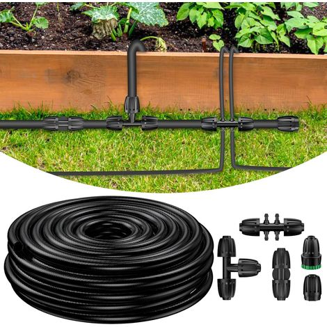 15m Drip Irrigation Hose 12.7mm Flexible PVC Main Line with 5 Barbed Fittings for Garden Sprinkler System (1/5)