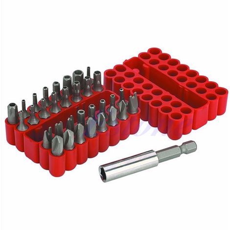 33 embouts de sécurité pour perceuse, clé hexagonale Torx et tournevis avec support (neufs) (1/5)