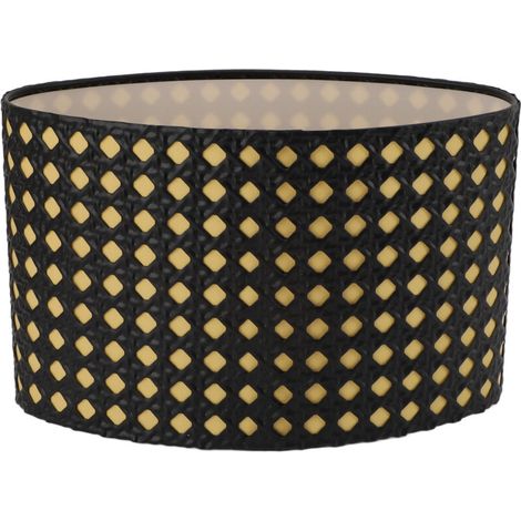 Abat-jour de forme ovale en métal creux sculpté compatible avec les douilles de calibre E27 E14 couvercle de lampe pour bureau chambre à coucher salon doublure noire et jaune (1/5)