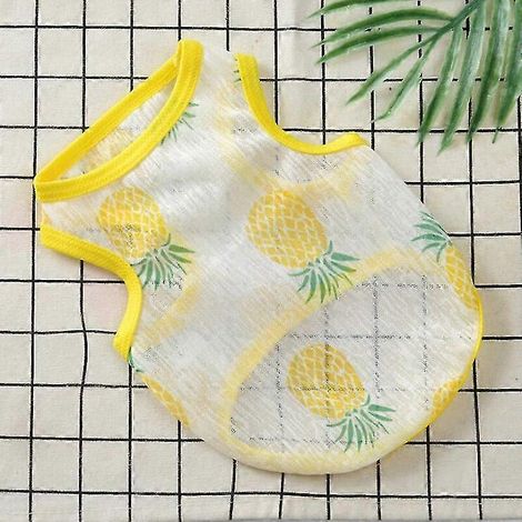 Chaleco de algodón para mascotas, chaleco de protección solar de verano, chaleco fresco y transpirable para perros, camiseta con estampado de piña para cachorros, ideal para perros pequeños y medianos (1/5)