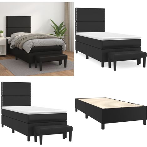 Boxspringbett mit Matratze Schwarz 90x200 cm Kunstleder - Boxspringbett - Betten - Doppelbett - Kunstleder - Schwarzes Bett - Home & Living (1/5)