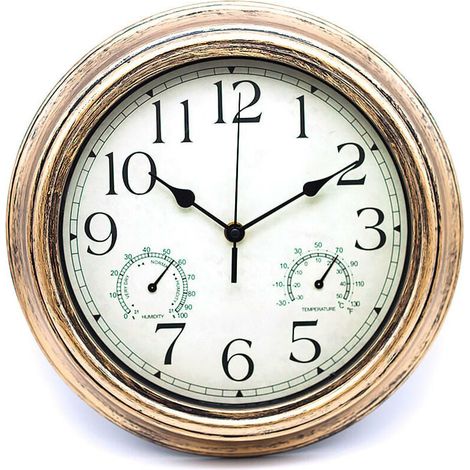 Hygrometer, Gewächshausthermometer, Gartenthermometer, dekorative runde batteriebetriebene Wanduhr mit Hygrometer