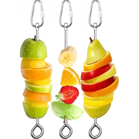 Set di 3 mangiatoie per uccelli, spiedini di frutta e verdura per pappagalli, giocattolo per il foraggiamento per pappagalli, parrocchetti e are