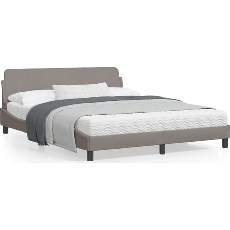 Cadre de lit avec tête de lit Taupe 160x200 Tissu (1/5)