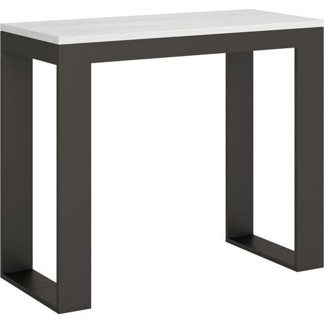 Consolle allungabile 90x40/196 cm Tecno Small Evolution bianco frassino telaio e gambe antracite