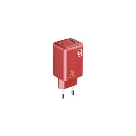 CARICATORE GAN 45W ROSSO USB-C/USB-A CAVO USB-C/USB-C