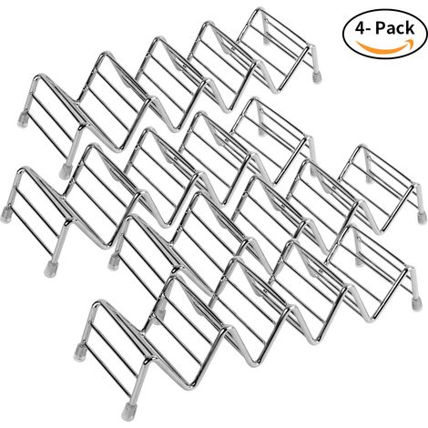 4 supports à tacos, en acier inoxydable alimentaire, stable avec embouts protecteurs, adapté aux tacos durs ou mous, usage domestique et professionnel (1/5)