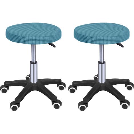 Housses de tabouret rondes extensibles (lot de 2), pour tabourets de bar de 32 à 40 cm de hauteur, bleu lac.