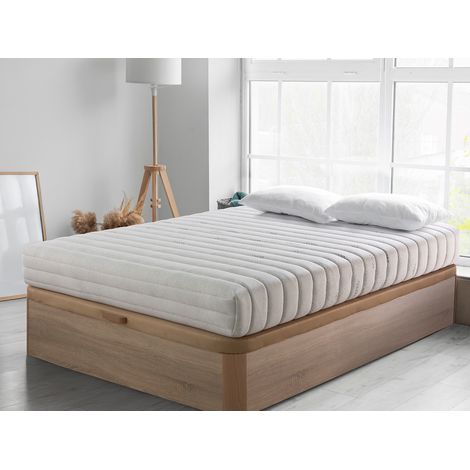 Matelas 90x190 cm – 100% Latex Naturel Hauteur 20 cm Fermeté Moyenne (3/5) Noyau Écologique avec Housse Coton & Lin