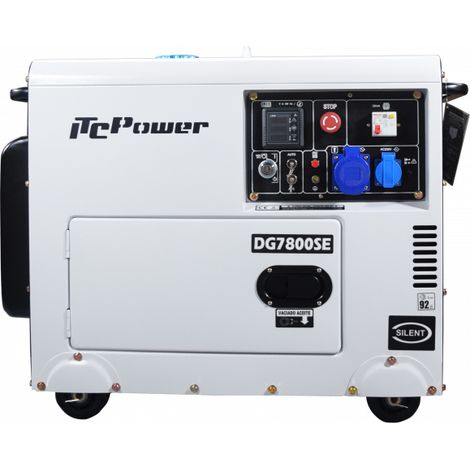 Itc Power – Groupe électrogène diesel 6500W AVR insonorisé – Démarrage électrique – Monophasé 230V – Compatible ATS pour installation solaire