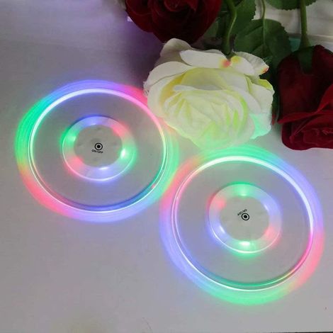Lot de 3 sous-verres lumineux LED en acrylique cristal pour verres à cocktail fins, style barman (1/5)