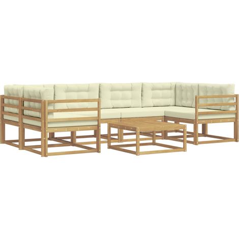 Conjunto de sofás de exterior 5 uds. Blanco y Crema vidaXL (1/5)