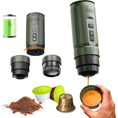 HiBREW – Machine à café expresso Portable, pour voiture et maison, Camping, adaptée à la capsules Nespresso Dolce en poudre H4C (1/5)
