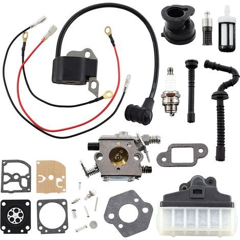 Vergaser mit Zündspule, Luftfilter und Zündkerze für Stihl Kettensägen 021, 023, 025, MS 210, MS 230 und MS 250. Ersetzt Walbro WT-286, WT-215, C1Q-S11E und C1Q-S1G. (1/5)