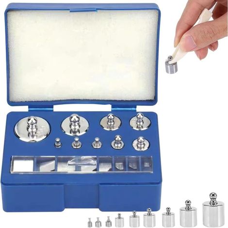 Lot de 17 poids de calibrage de précision en acier inoxydable - Kit de poids d'étalonnage pour balances de bijoux numériques - 1 g, 2 g, 5 g, 10 g, 20 g (1/5)